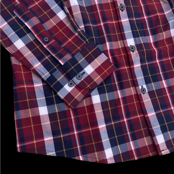 Mizzen+Main Leeward Trim Fit Plaid Button Front Shirt Dark Red Size Small $138 - Picture 5 of 8